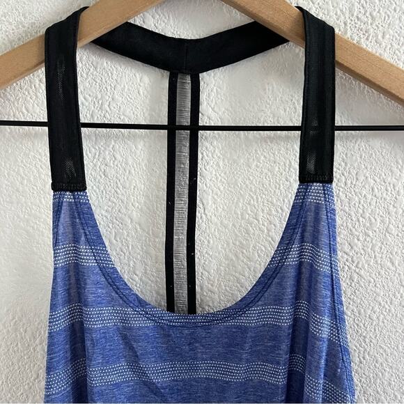 Nike Elastika Elevate Logo T-Back Tank Blue Stripe Lightweight Medium - Picture 3 of 11